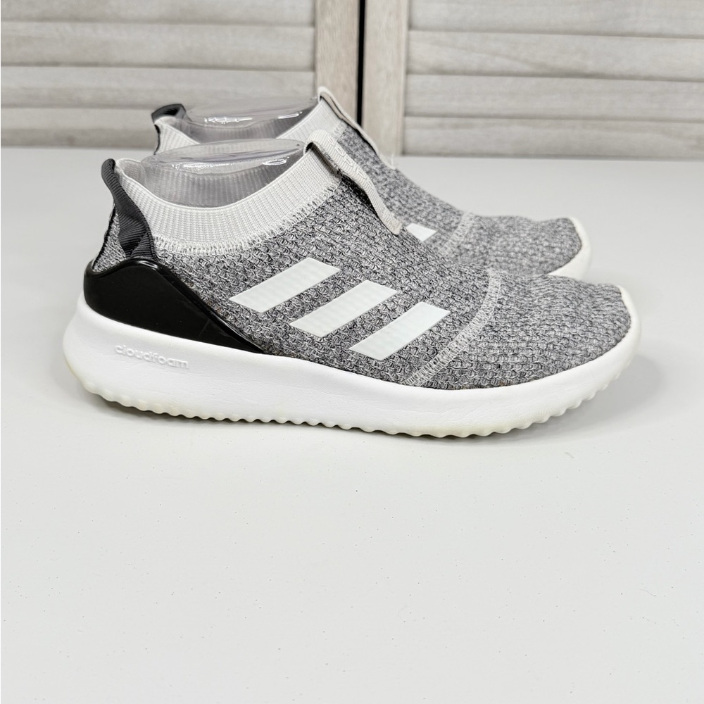 ADIDAS Women's Cloud Foam Pure Slip On Knit Sneakers Gray/White-7.5 - Picture 2 of 8